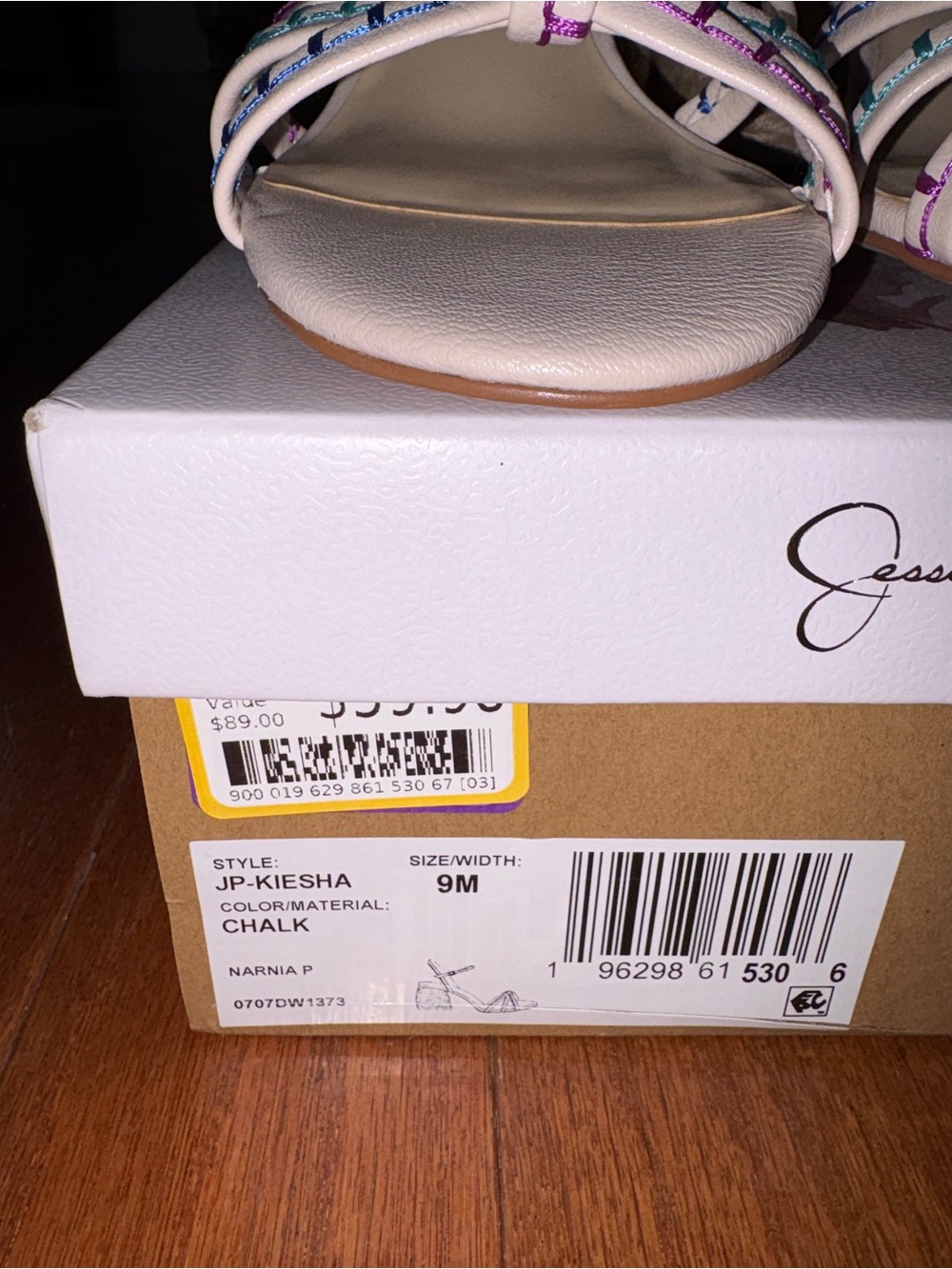Jessica Simpson Keisha Sandal Size 9 NWT Cream Multicolor Strap Block Heel - Picture 8 of 8